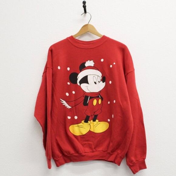 Vintage Mickey Mouse Winter Christmas Sweatshirt XL - Picture 1 of 8
